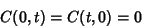 \begin{displaymath}
C(0,t)=C(t,0)=0
\end{displaymath}