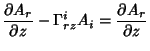 $\displaystyle {\partial A_r\over\partial z}-\Gamma^i_{rz}A_i = {\partial A_r\over\partial z}$