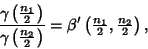 \begin{displaymath}
{\gamma\left({{\textstyle{n_1\over 2}}}\right)\over \gamma\l...
...t({{\textstyle{n_1\over 2}}, {\textstyle{n_2\over 2}}}\right),
\end{displaymath}