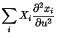 $\displaystyle \sum_i X_i{\partial^2 x_i\over\partial u^2}$