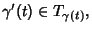 $\gamma'(t)\in T_{\gamma(t)},$