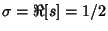 $\sigma=\Re[s]=1/2$