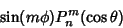 \begin{displaymath}
\sin(m\phi)P_n^m(\cos\theta)
\end{displaymath}