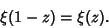 \begin{displaymath}
\xi(1-z)=\xi(z).
\end{displaymath}